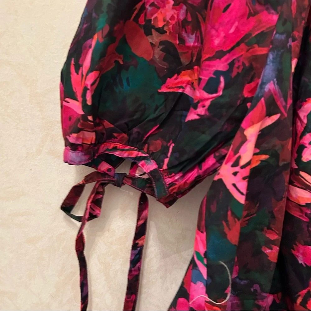 $290 Ulla Johnson Vienne Floral Puff-Sleeve Blouse size 0